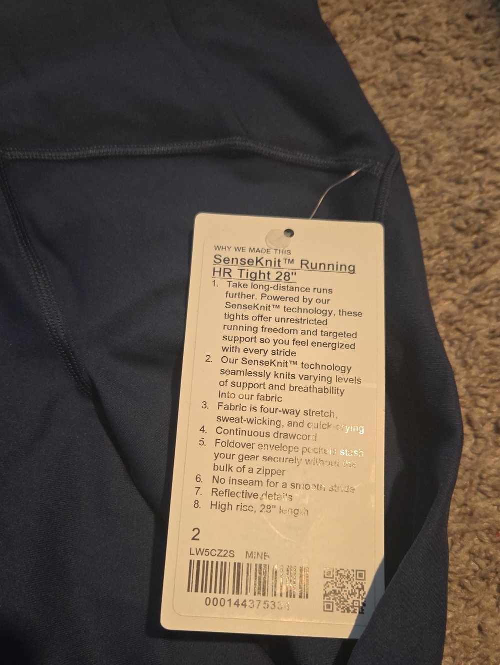 Lululemon Navy SenseKnit™ Running HR Tight 28"